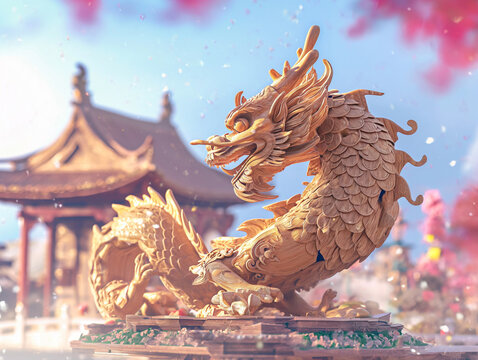 A chinese wooden dragon, chinese new year