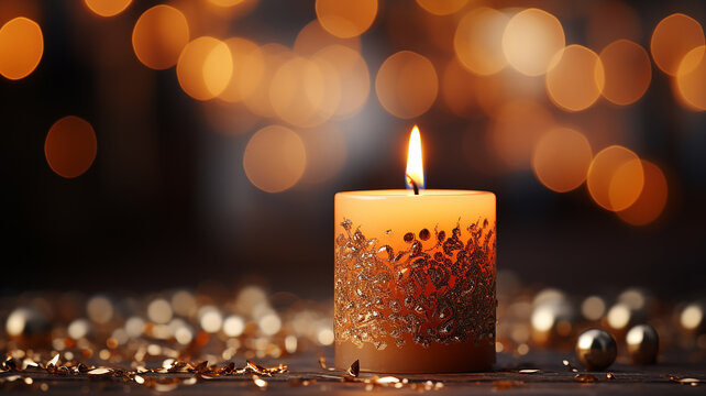 Christmas advent candle lighting in church for religious rites, quiet mind,and spirit or funeral, AI