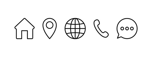 Web icons set. Linear icons of contact information. Vector icons