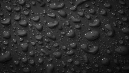Monochrome Close-Up of Water Droplets on a Smooth Surface Reflecting Light