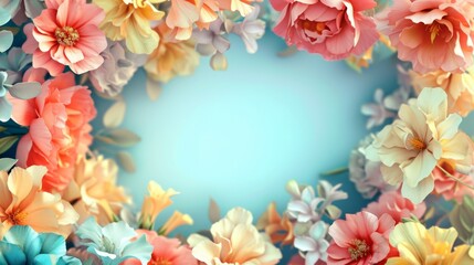 floral frame in bright colors is realistic for wedding invitation invites, wallpapers, fashion, background, texture, and wrapping. - obrazy, fototapety, plakaty