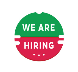 We are hiring banner template modern style sticker icon. Vector design for announcement.