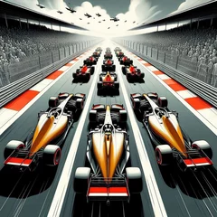 Poster  Formula 1 Cars on Track and in the Pit Lane © saad