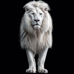a white lion isolated on a black background