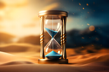 hourglass on the sand time running out concept