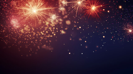 Naklejka premium Happy New Year, burning fireworks with bokeh light background