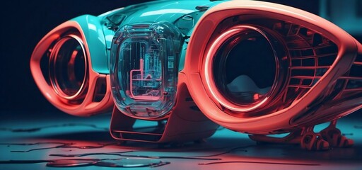 sound technology with a cyberpunk theme. Generative AI