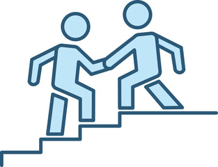 Colored Assistance Icon. Vector Illustration of a Man Helping Another Man Climb a Ladder. Business and Teamwork Concept