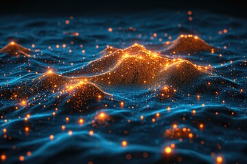 topographical map with glowing lights wallpaper background - obrazy, fototapety, plakaty