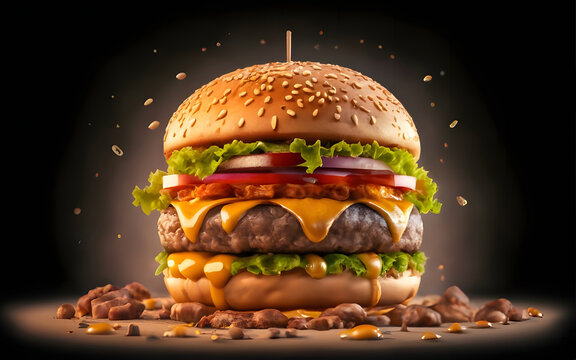 Beef Cheese Berger with Background