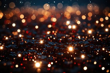 Obraz premium A mesmerizing glow of amber lights pierce through the night, casting a blurred and dreamlike atmosphere