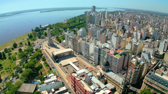 Rosario Argentina aerial views with drone of the city Santa Fe aerial tours of the city center