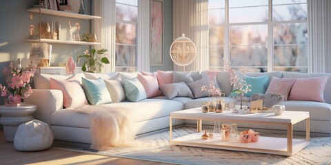 luxury living room background with soft colors - obrazy, fototapety, plakaty