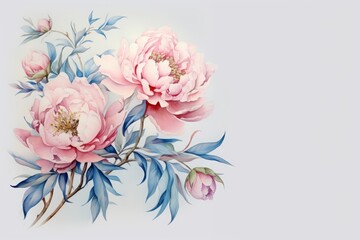 Elegant watercolor peony background. Wedding invitations, greeting cards, wallpaper, background, printing, fabric	
