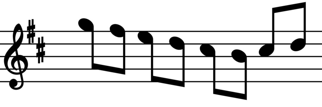 Music notes on a white background