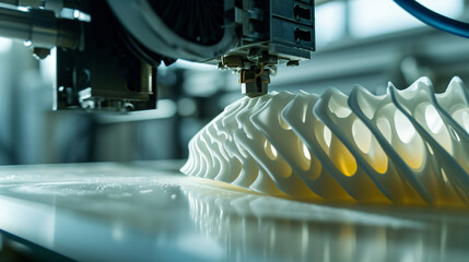 A close-up of a 3D printer creating intricate prototypes - obrazy, fototapety, plakaty