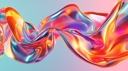 Neon glass gradient fluid shapes transparent liquid holographic gradient shapes background. Vibrant texture Banner