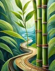 Schilderijen op glas bamboo forest in the morning © Duy
