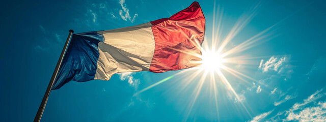 French flag basking in the sunlight, symbolizing hope, freedom, and the enduring spirit of the nation.