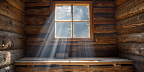 sunlight enters the bathhouse through the window