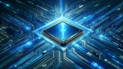 Theme of a microchip with a high-tech aesthetic.