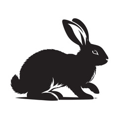 Whimsical Waves: Bunny Silhouette Riding Whimsical Waves, Carrying the Graceful Dance of Rabbit Silhouettes - Rabbit Illustration - Bunny Vector
