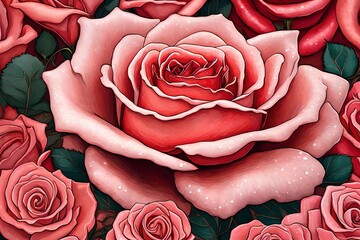 Classic blooming red rose bud. Generative AI