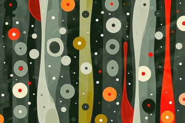 Rhythmic Echoes of the Atomic Era: An Abstract Symphony of Mid-Century Shapes and Colors