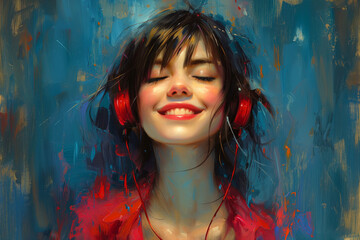 Joyful Woman Enjoying Music