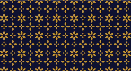 Luxury floral geometric pattern. Seamless vector background. Dark blue and gold ornament. Graphic floral pattern.