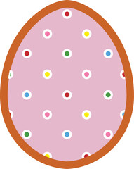 Easter egg sugar cookie with colorful polka dots. Easter egg cookie template