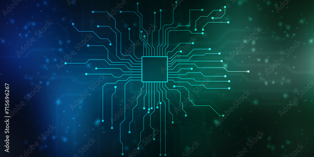 Poster abstract futuristic circuit board illustration, circuit board with various technology elements. circ