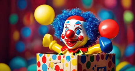 A cheerful and bright clown for a children's party - obrazy, fototapety, plakaty
