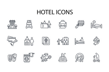 Hotel service icon set.vector.Editable stroke.linear style sign for use web design,logo.Symbol illustration.