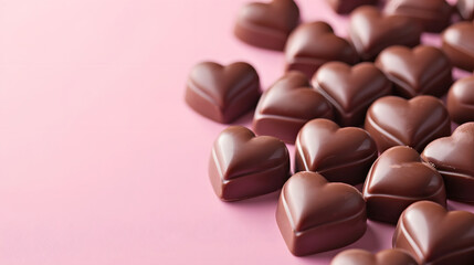 Fototapeta premium 3d Valentine Day chocolate in pink, with heart, greeting, holiday, poster, celebration, love 