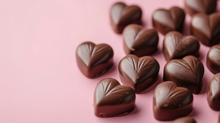 Fototapeta premium 3d Valentine Day chocolate in pink, with heart, greeting, holiday, poster, celebration, love 