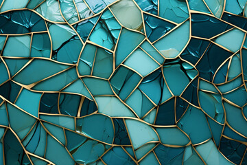 mosaic tile seamless pattern transparent blue mosaic pattern abstract wallpaper, in the style of light gold and light emerald, kintsugi, shaped canvas, abstract photography, glass sculptures - obrazy, fototapety, plakaty