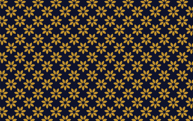 Luxury floral geometric pattern. Seamless vector background. Dark blue and gold ornament. Graphic floral pattern.	
