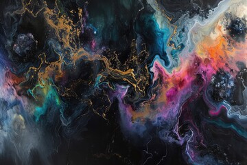 Voyage Through the Cosmic Veil: An Odyssey of Swirling Acrylic Mystique