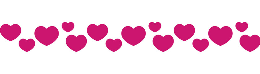 st valentines day seamless border with hearts isolated on transparent background. heart shape valentine romantic vector frame. love decoration