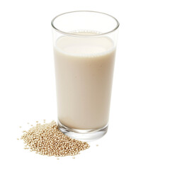 A glass of quinoa milk isolated on a transparent background 