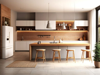 modern kitchen interior with kitchen.