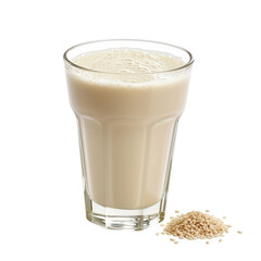 A glass of sesame milk isolated on a transparent background 