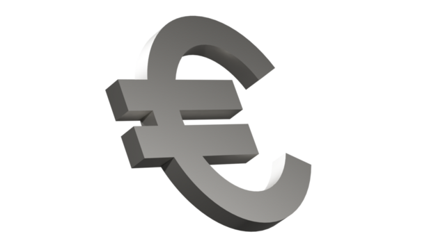 Isolated silver euro sign