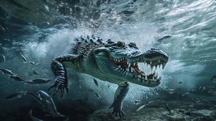 Fototapeten crocodile in the river © ding