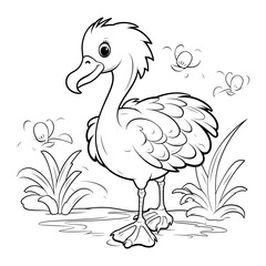 Flamingo illustration coloring page - coloring book for kids