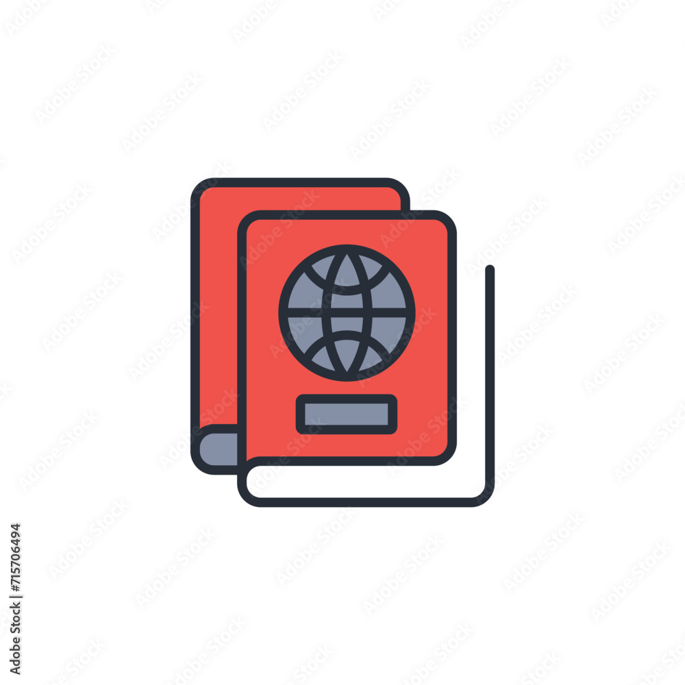 Poster passport icon. vector.editable stroke.linear style sign for use web design,logo.symbol illustration.