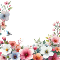 Background with watercolor Spring flowers for woman day, easter, 8 march.