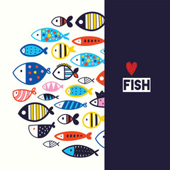 Cute postcard with decorative fish.