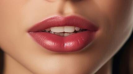 Obraz premium Beautiful Human Lips with Natural Expression View - Horizontal Shot